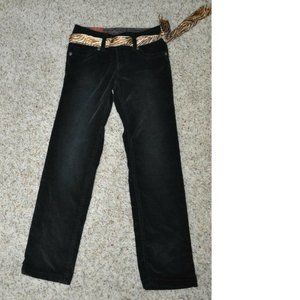 Girls Corduroy Pants 10 Mudd Black Adjustable Waist Belted Stretch 5 Pocket